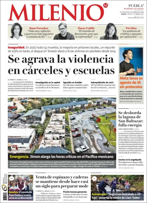 Portada de Milenio Puebla