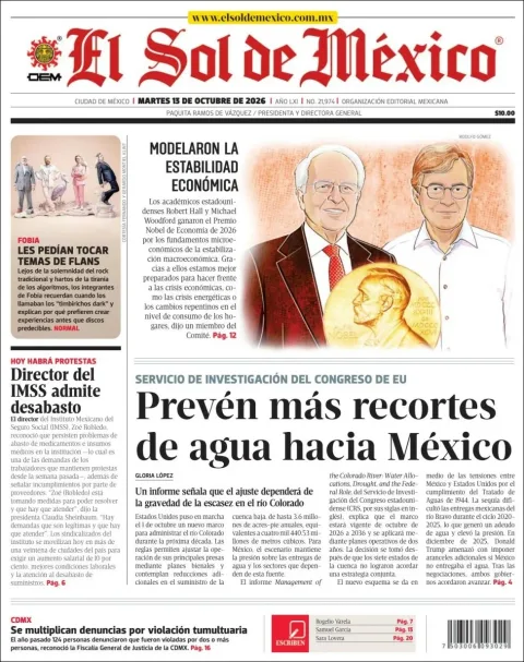 Portada de El Sol de Mexico