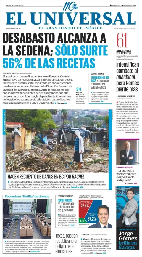 Portada de El Universal