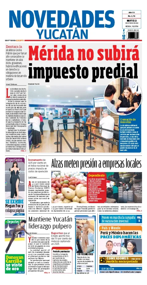 Portada de Novedades Yucatan