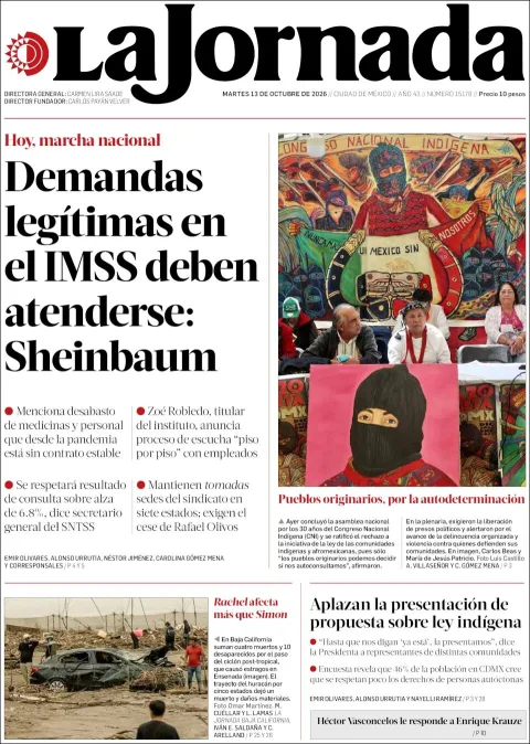 Portada de La Jornada