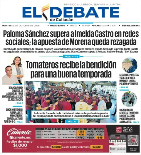 Portada de El Debate de Culiacan