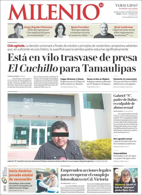 Portada de Milenio Tamaulipas
