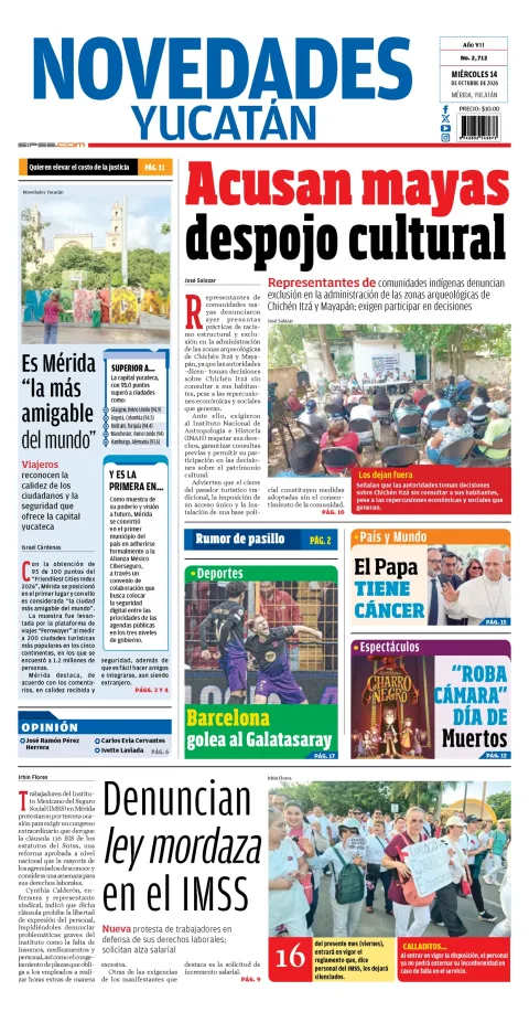 Portada de Novedades Yucatan