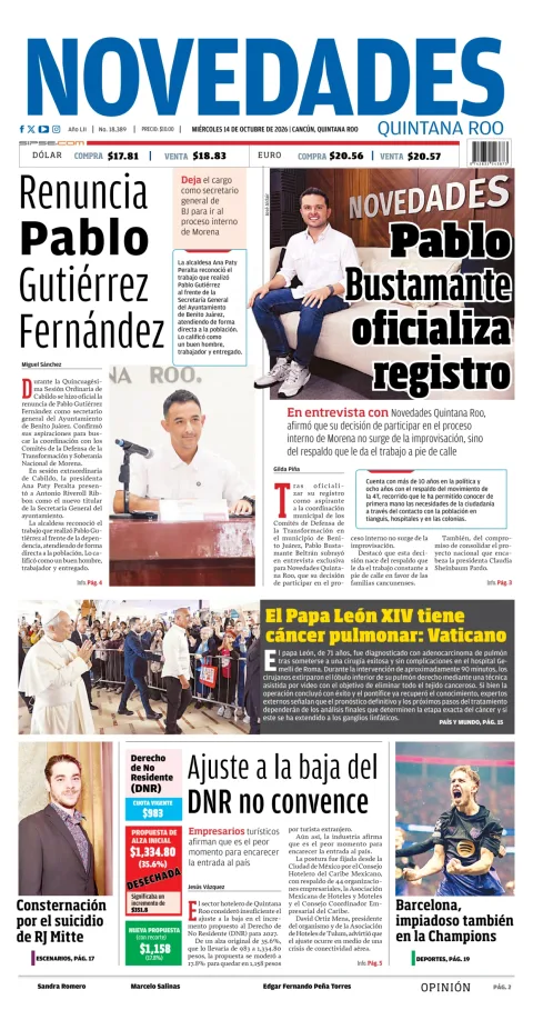 Portada de Novedades Quintana Roo