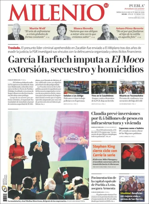 Portada de Milenio Puebla