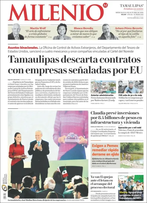 Portada de Milenio Tamaulipas