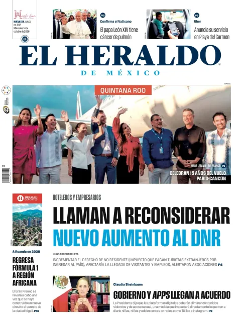 Portada de El Heraldo de Mexico - Quintana Roo