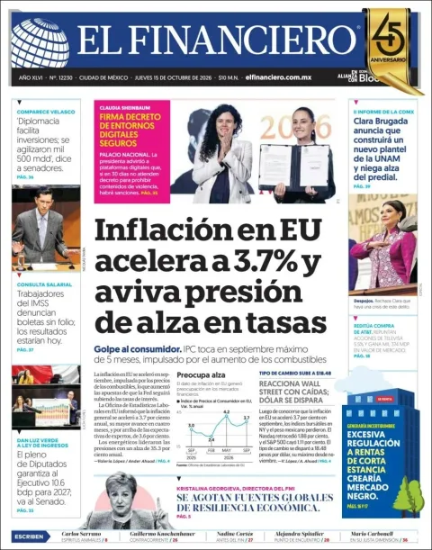 Portada de El Financiero