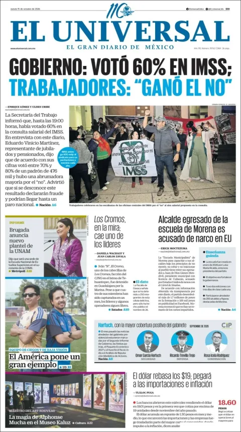 Portada de El Universal