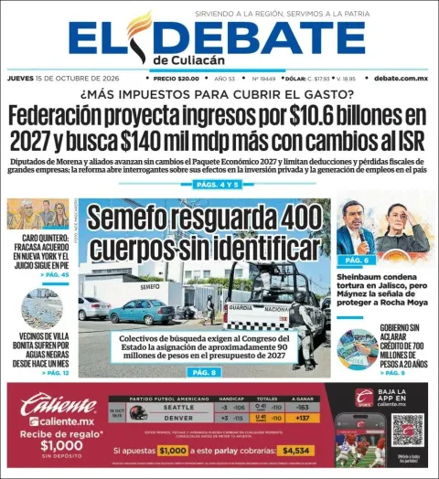 Portada de El Debate de Culiacan