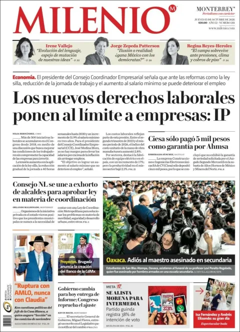 Portada de Milenio Monterrey