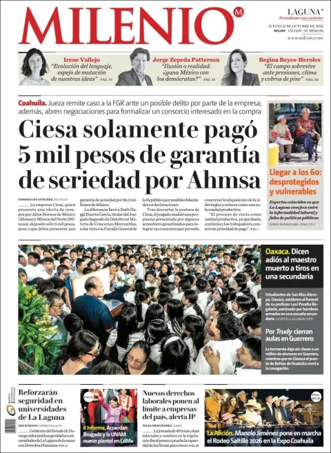 Portada de Milenio Laguna