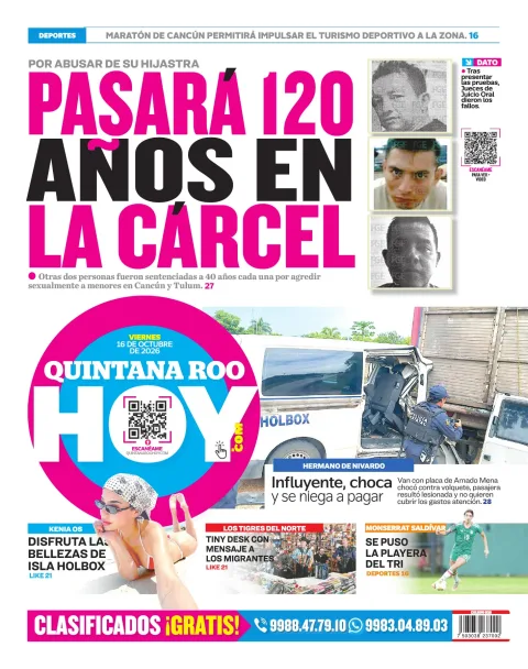 Portada de Quintana Roo Hoy (Contraportada)