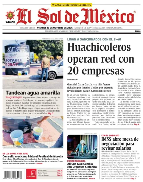 Portada de El Sol de Mexico
