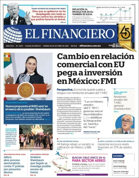 Portada de El Financiero