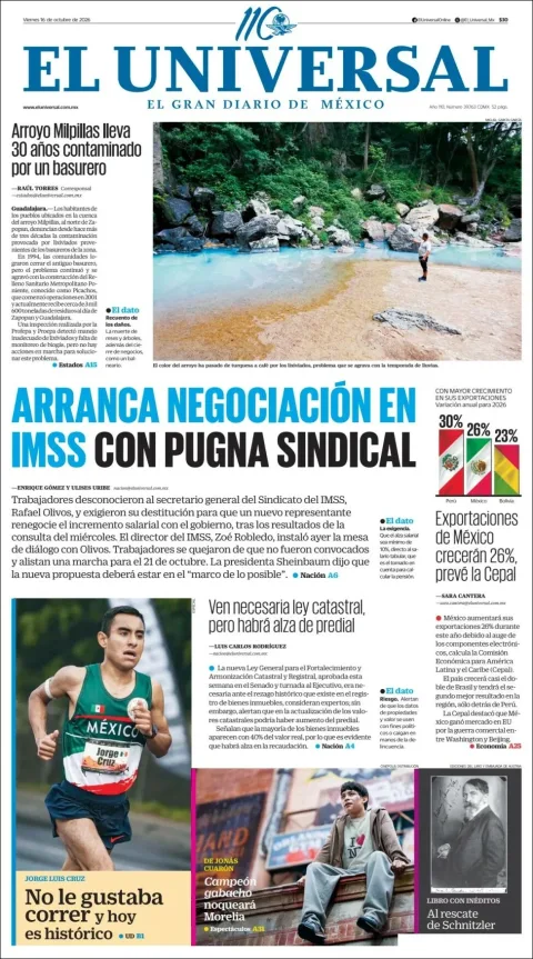 Portada de El Universal