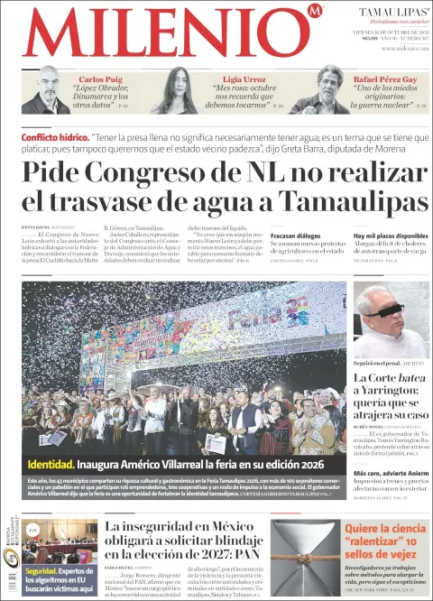 Portada de Milenio Tamaulipas