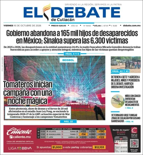 Portada de El Debate de Culiacan