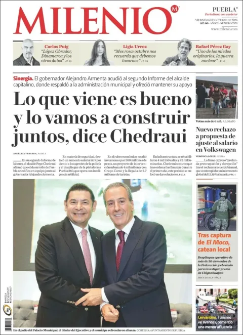 Portada de Milenio Puebla