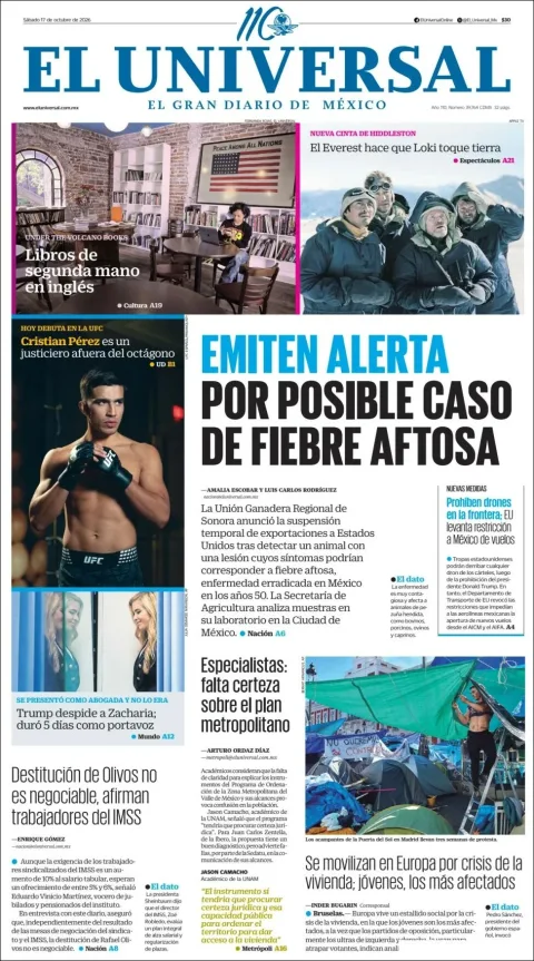 Portada de El Universal