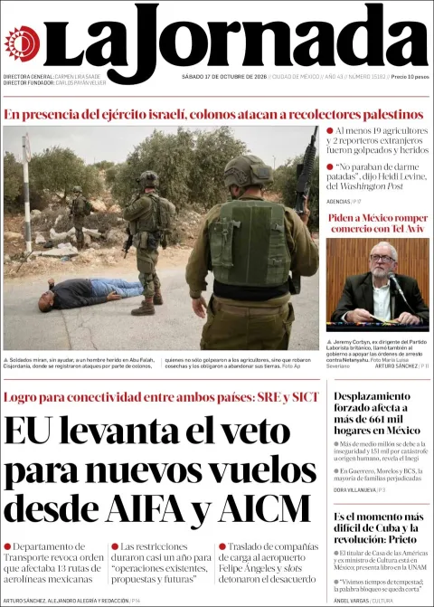 Portada de La Jornada