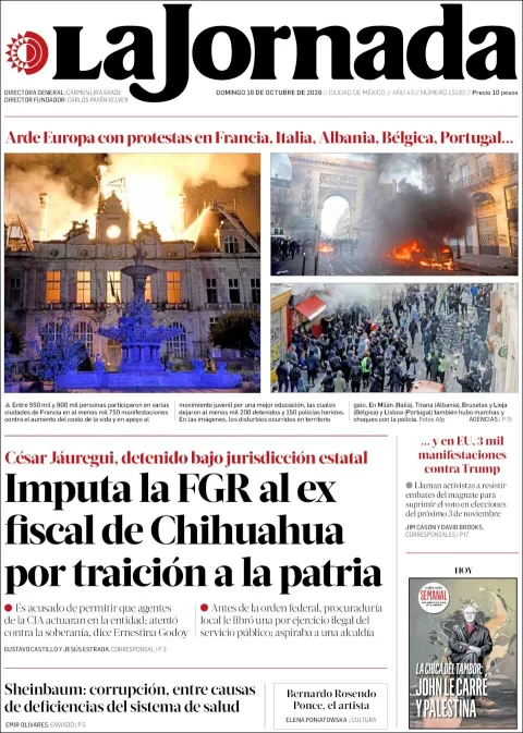 Portada de La Jornada