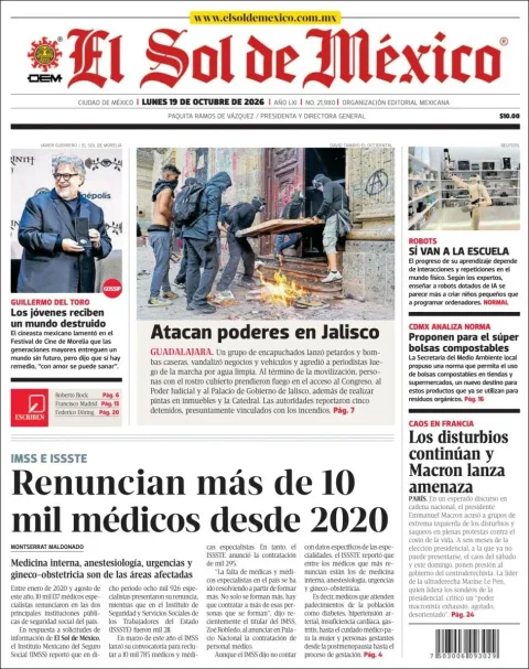 Portada de El Sol de Mexico