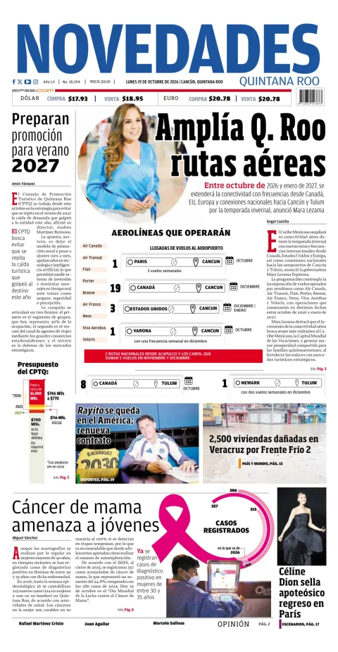 Portada de Novedades Quintana Roo