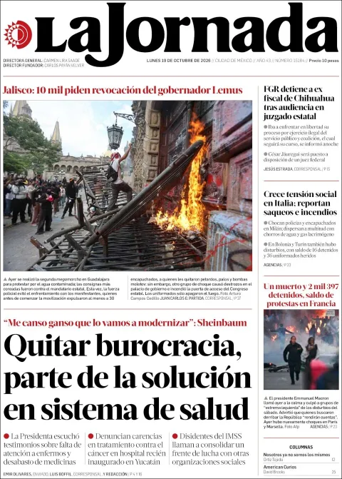 Portada de La Jornada