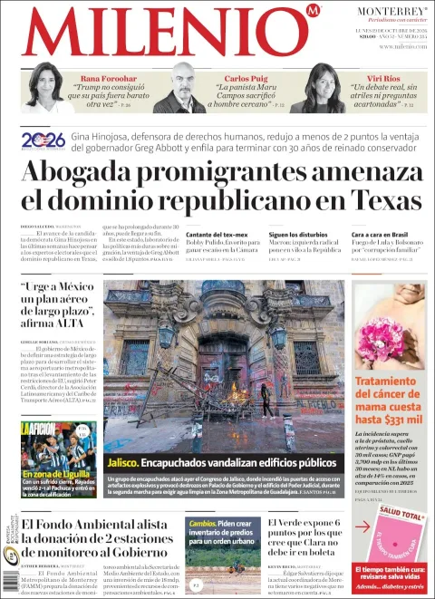 Portada de Milenio Monterrey