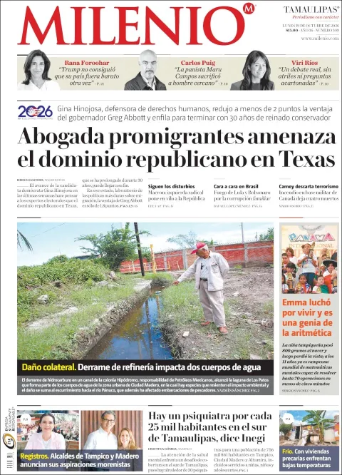 Portada de Milenio Tamaulipas