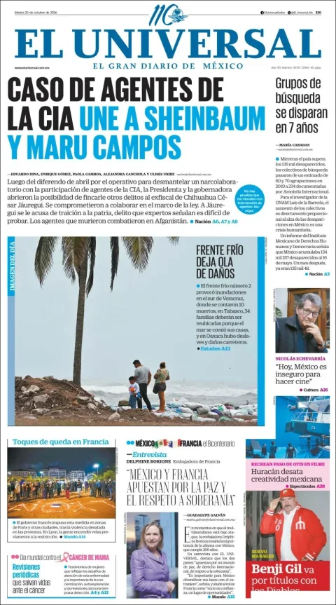 Portada de El Universal