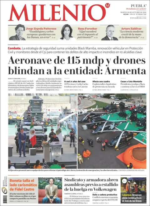 Portada de Milenio Puebla