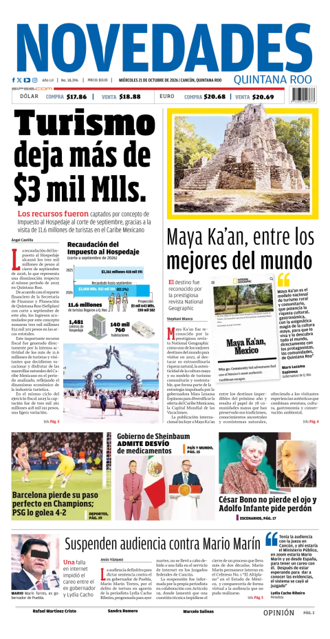 Portada de Novedades Quintana Roo