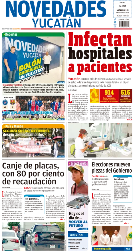 Portada de Novedades Yucatán