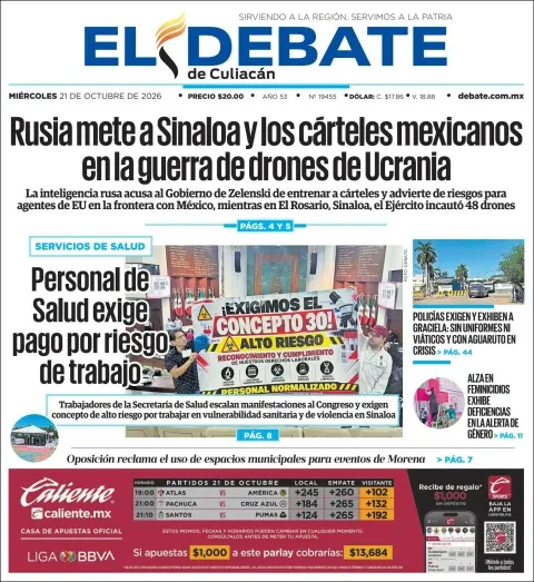 Portada de El Debate de Culiacán