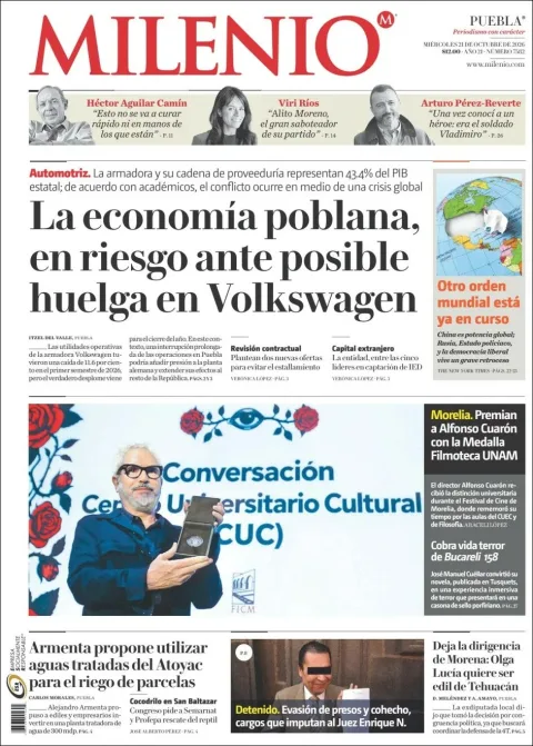 Portada de Milenio Puebla