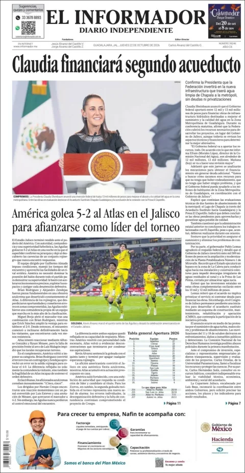 Portada de El Informador