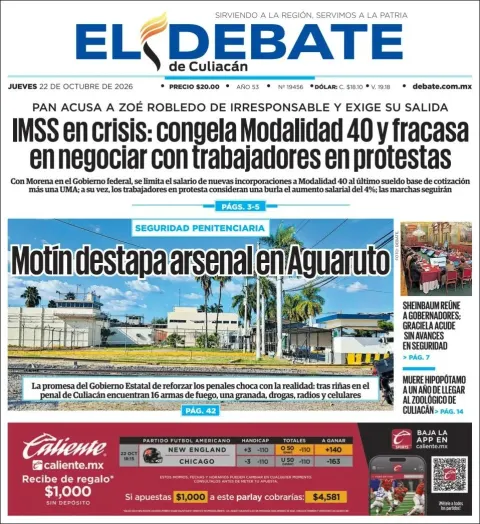 Portada de El Debate de Culiacán