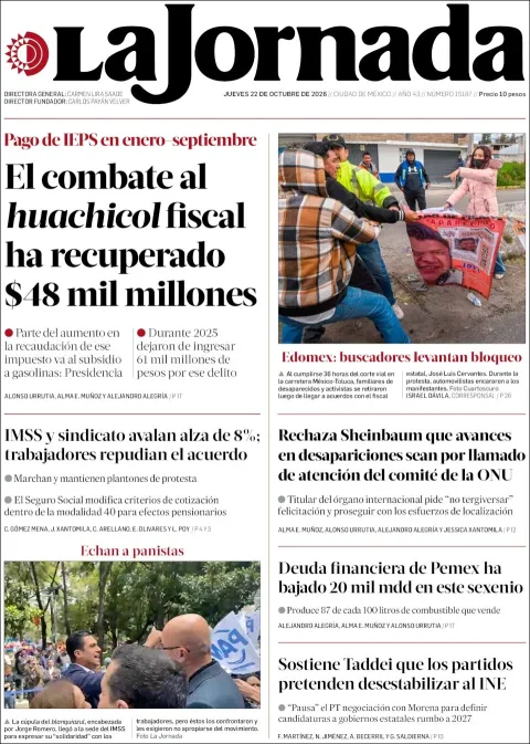 Portada de La Jornada