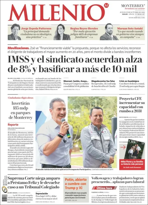 Portada de Milenio Monterrey