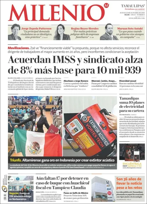 Portada de Milenio Tamaulipas