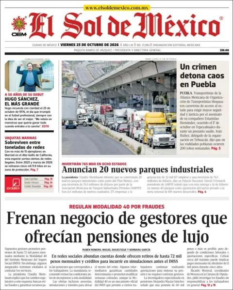 Portada de El Sol de México