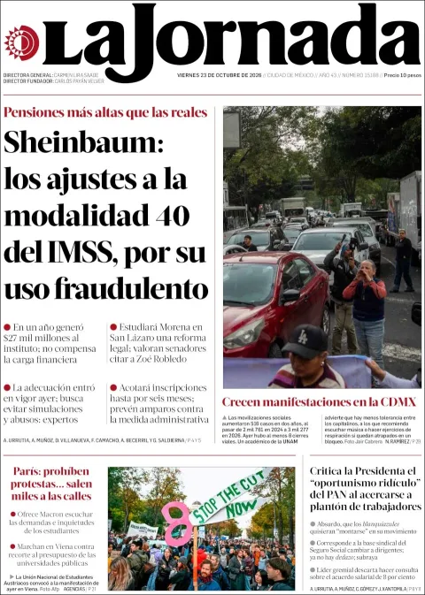 Portada de La Jornada
