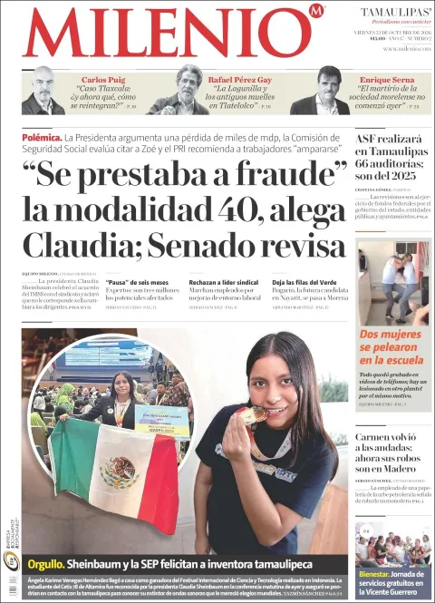 Portada de Milenio Tamaulipas