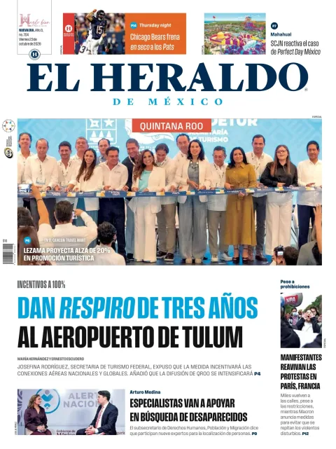 Portada de El Heraldo de México - Quintana Roo