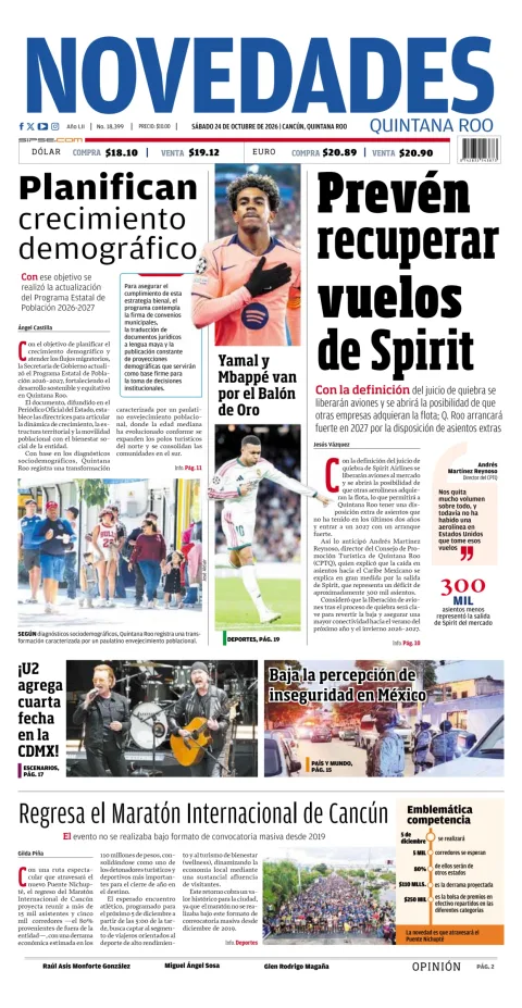 Portada de Novedades Quintana Roo