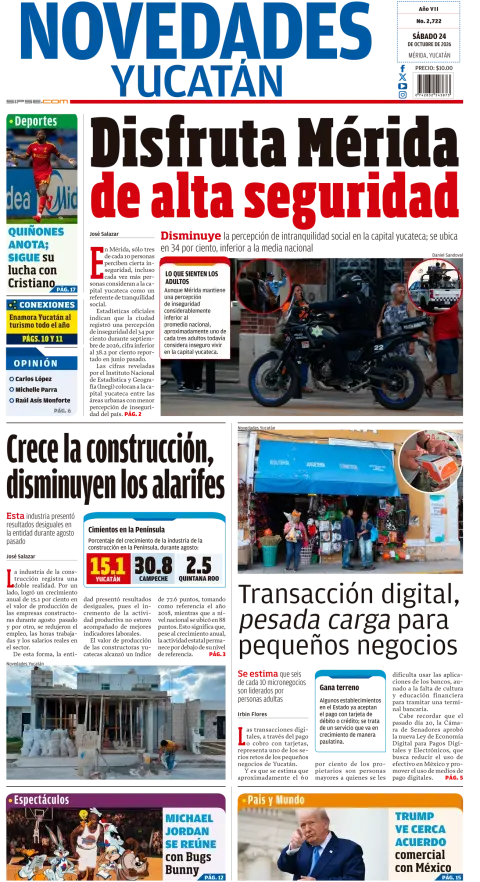 Portada de Novedades Yucatán