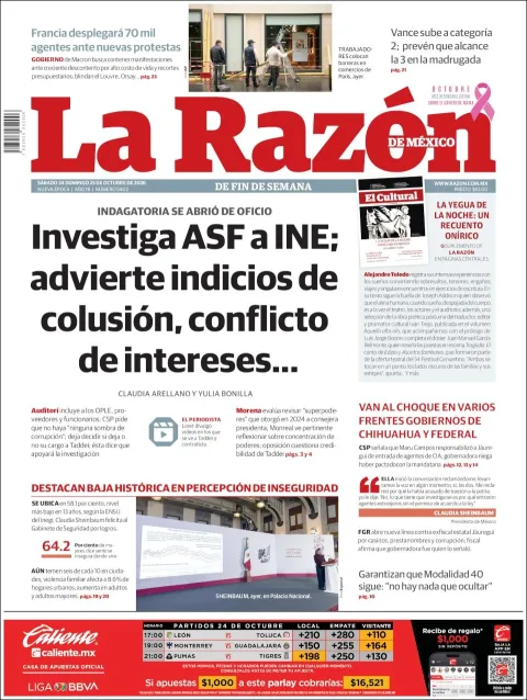 Portada de La Razón